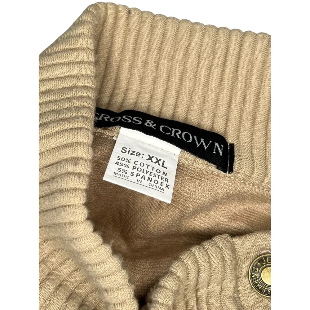 Cross & Crown Classic High Collar Knit Pullover Sweater – Men's Size XXL (Beige)